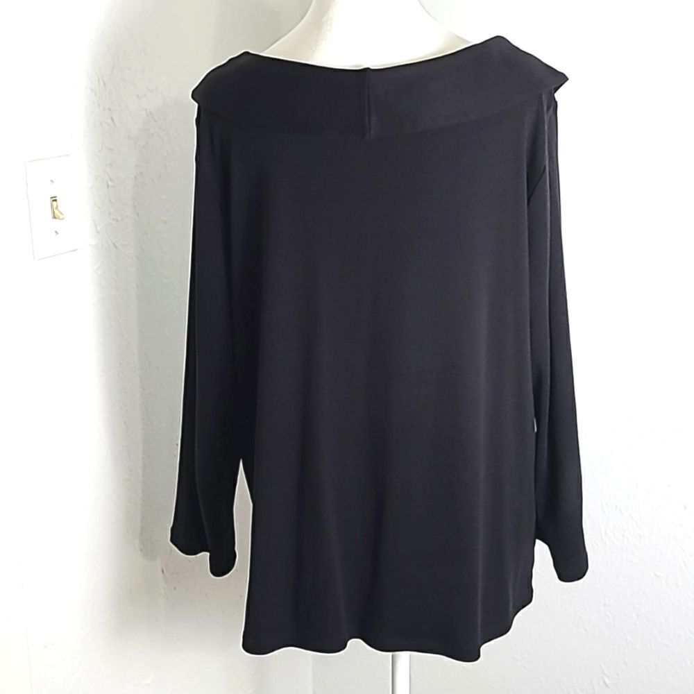 Rafaella Black Pullover Top with 2.5" Collar with Ruching on One Side, Size XXL - Picture 7 of 10